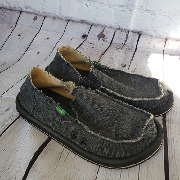 Sanuk | Shoes | Sanuk Vagabond Charcoal Gray Slip On Loafers Lightweight  Distressed Breathable | Poshmark